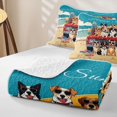 thumbnail image 4 of jejeloiu Cute Summer Dog Quilt Full,Beach Car Print Full Bedspread Sets For Boys,Blue Yellow,3-Piece, 4 of 7
