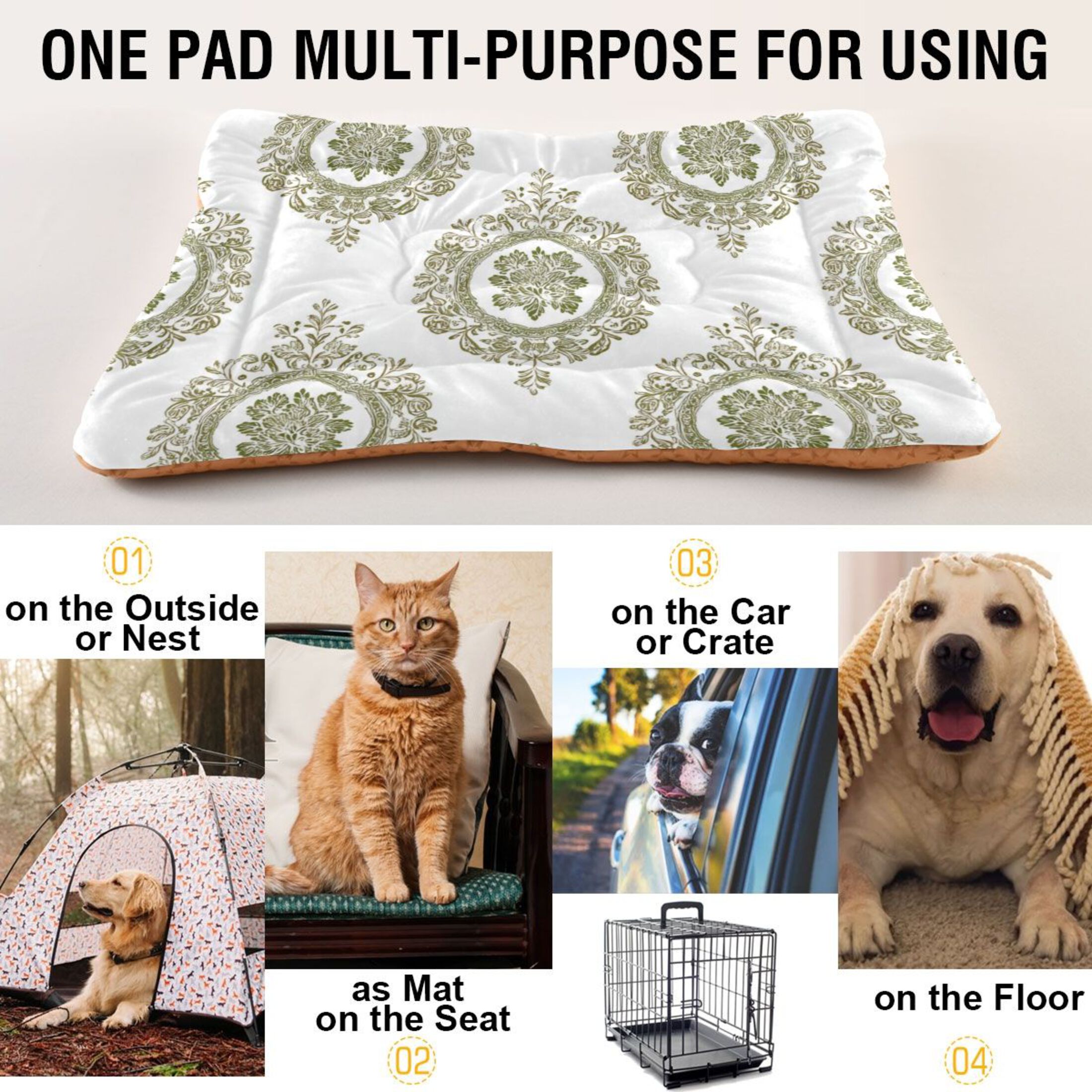 Cozy Mat Pet Bed Indoor Outdoor Warm Soft For Cat Dog Puppy(S/M) Delicate Floral