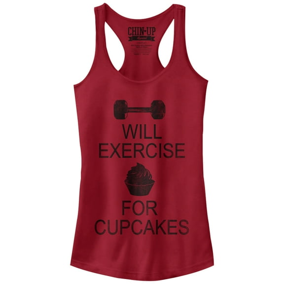 Junior's CHIN UP Cupcake  Racerback Tank Top Scarlet 2X Large