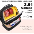 thumbnail image 3 of Insulated Lunch Bag for Women Double Deck Lunchbox, 15 Can Leakproof Reusable Cooler for Work, Black, 3 of 10