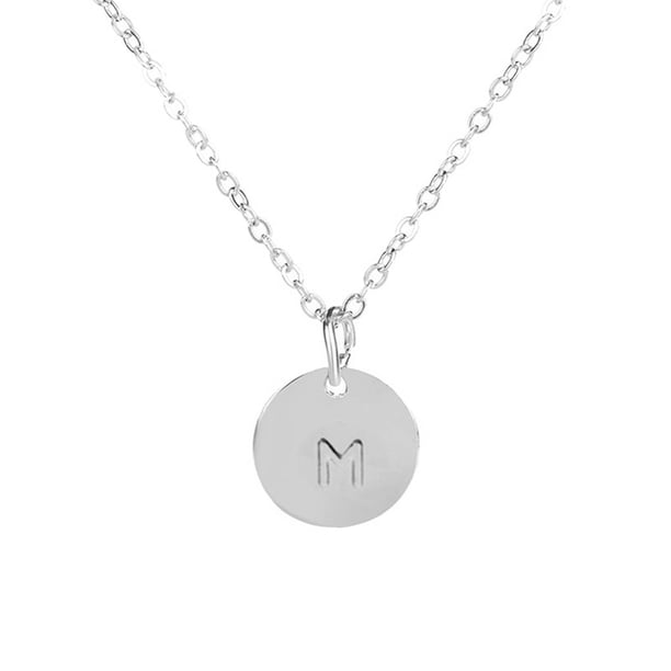 Guardurnaity Collar con colgante de letra para mujer, cadena ajustable Vintage de aleación con forma redonda del alfabeto, cadena para el cuello, Ropa, zapatos y accesorios Miscelánea Blanco letra M
