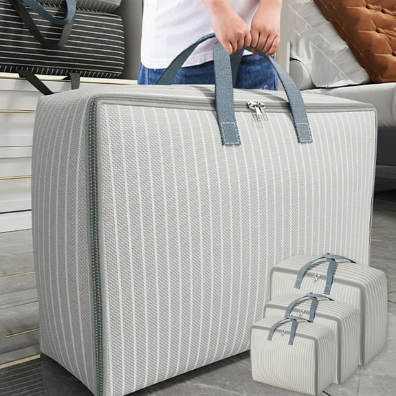 under $5 Usloyux Clothing and Quilt Storage Bag Travel Organizer for Packing Storage Bags Portable Moving Bag with Handles Moving Bags Clothes Storage Bags