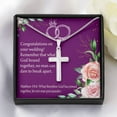 thumbnail image 3 of Christian Encouragement Wedding Message Matthew 19:6 Cross Card Necklace w Stainless Steel Pendant, 3 of 20