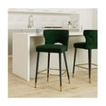 thumbnail image 6 of Maykoosh Old World Charm Contemporary Velvet Upholstered Counter Height Stool with Gold Tipped, Black Metal Legs, 22" W x 19" D x 38.5" H, Set of 2-Color:Green, 6 of 7