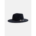 thumbnail image 2 of Scenario Women's Chenille Knit Fedora with Croissant Buckle, Black, 2 of 3