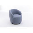 thumbnail image 7 of Teddy Fabric Swivel Accent, Armchair Barrel Chair with Upholstered and Barrel-Curved Arm, Sofa with Black Powder Coating Metal Base, Light Blue, 7 of 7