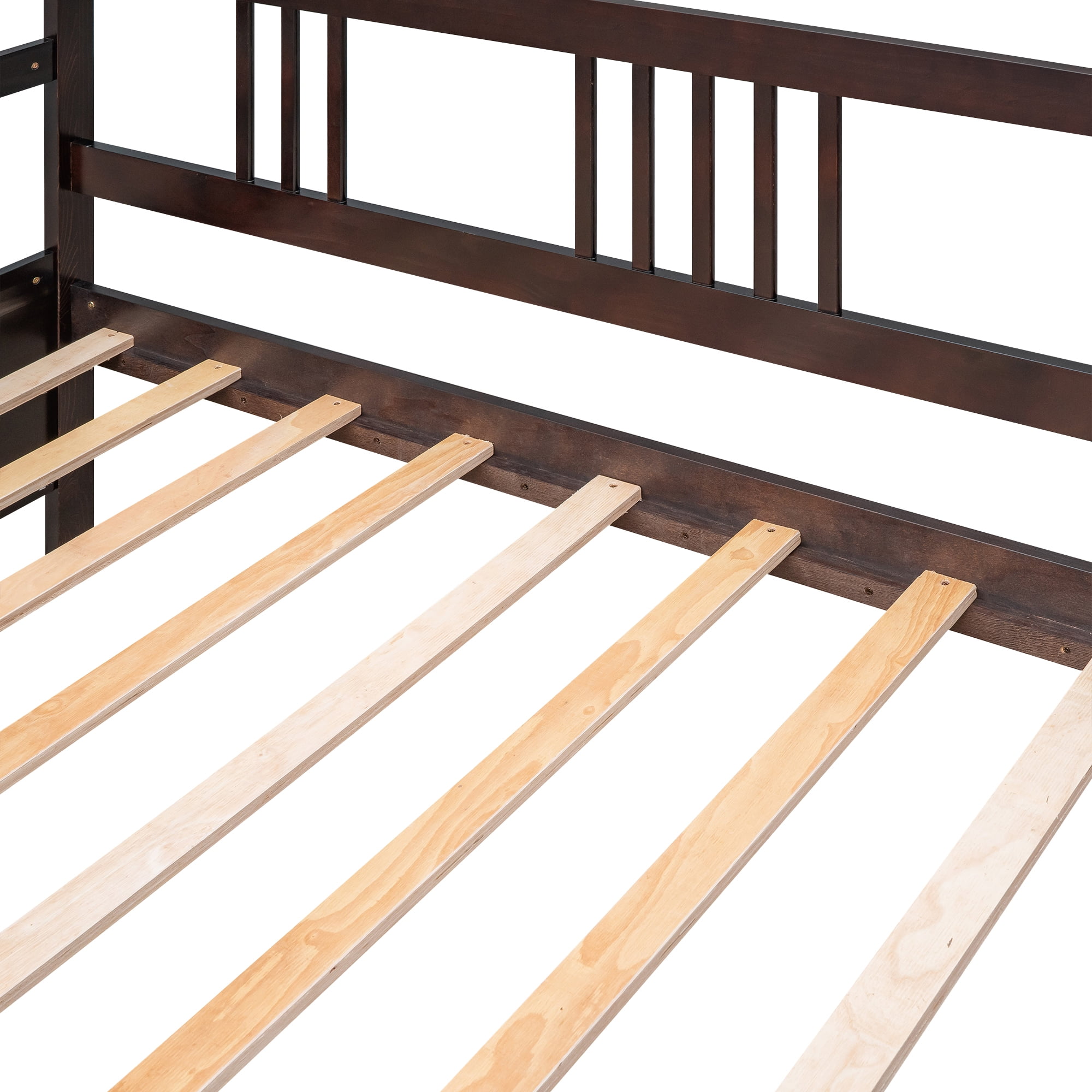 Gewnee Solid Wood Twin Size Daybed with Wooden Slats Support,Espresso