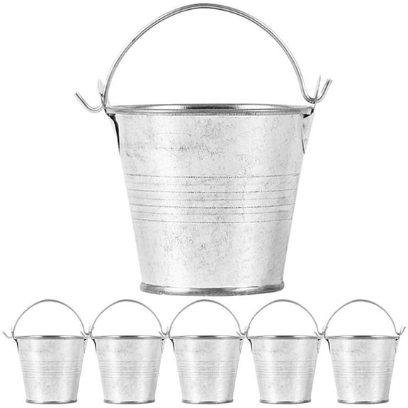 DINHEAROM Set of 6 Mini Iron Buckets with Handles, Small Decorative Containers for Hotel, Cafe, Home, and Party Decor 2.44x2.44x2.04in