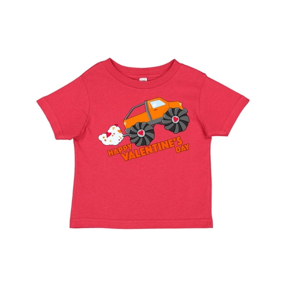 Inktastic Happy Valentine's Day-monster Truck Boys or Girls Toddler T-Shirt