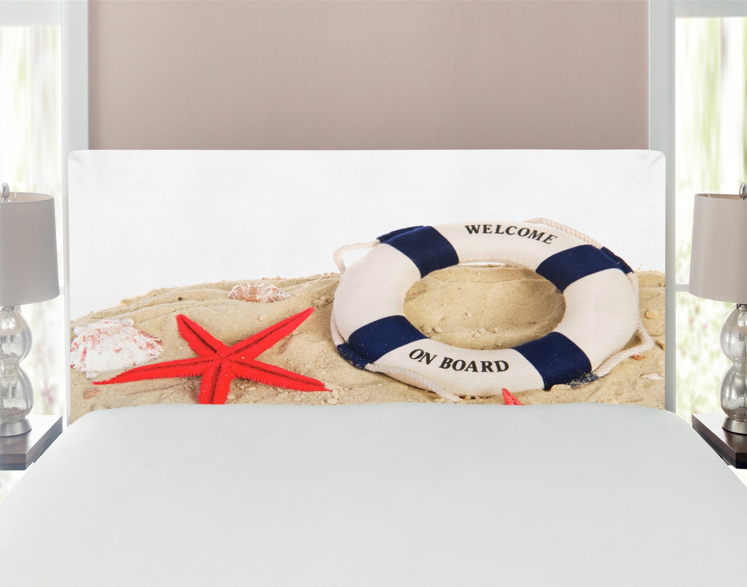 Coastal Headboard, and Shells Starfishes at Sandy Beach Coast Seaside ...
