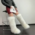 thumbnail image 4 of Women Winter Fluffy Faux Fur Knee High Boots Outdoor Non-slip PVC Soles Warm Snow Boots, 4 of 4