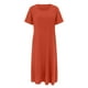 thumbnail image 1 of Vestido informal de mujer, de manga corta, cuello redondo, holgado y con bolsillos, en color liso., 1 of 5