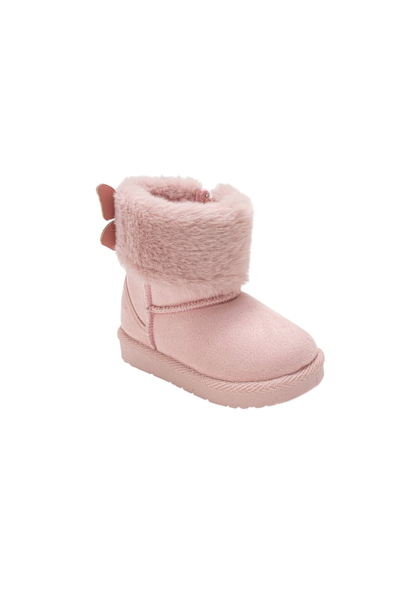 Toddler Girl's Boots Cozy Boots for Toddlers with Faux Fur Cuff and Butterfly Accent