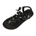 thumbnail image 2 of EliteGoogv Womens Flat Sandals Bohemian Floral Elastic Strap Women Sandals Soft Sole Casual Slide Shoes Beach Sandals For Women Summer Footwear Black US :9, 2 of 9