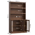 thumbnail image 7 of Homfa 73" Tall Bookcase with Door, 5-tier Bookshelf with Counter Top, Printer Stand for Home Office Living Room, Dark Oak, 7 of 7