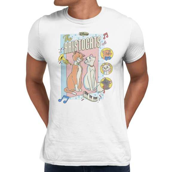 Disney Aristocats Men's Vintage Music Cover T-Shirt (Bright White, S-XXXL)