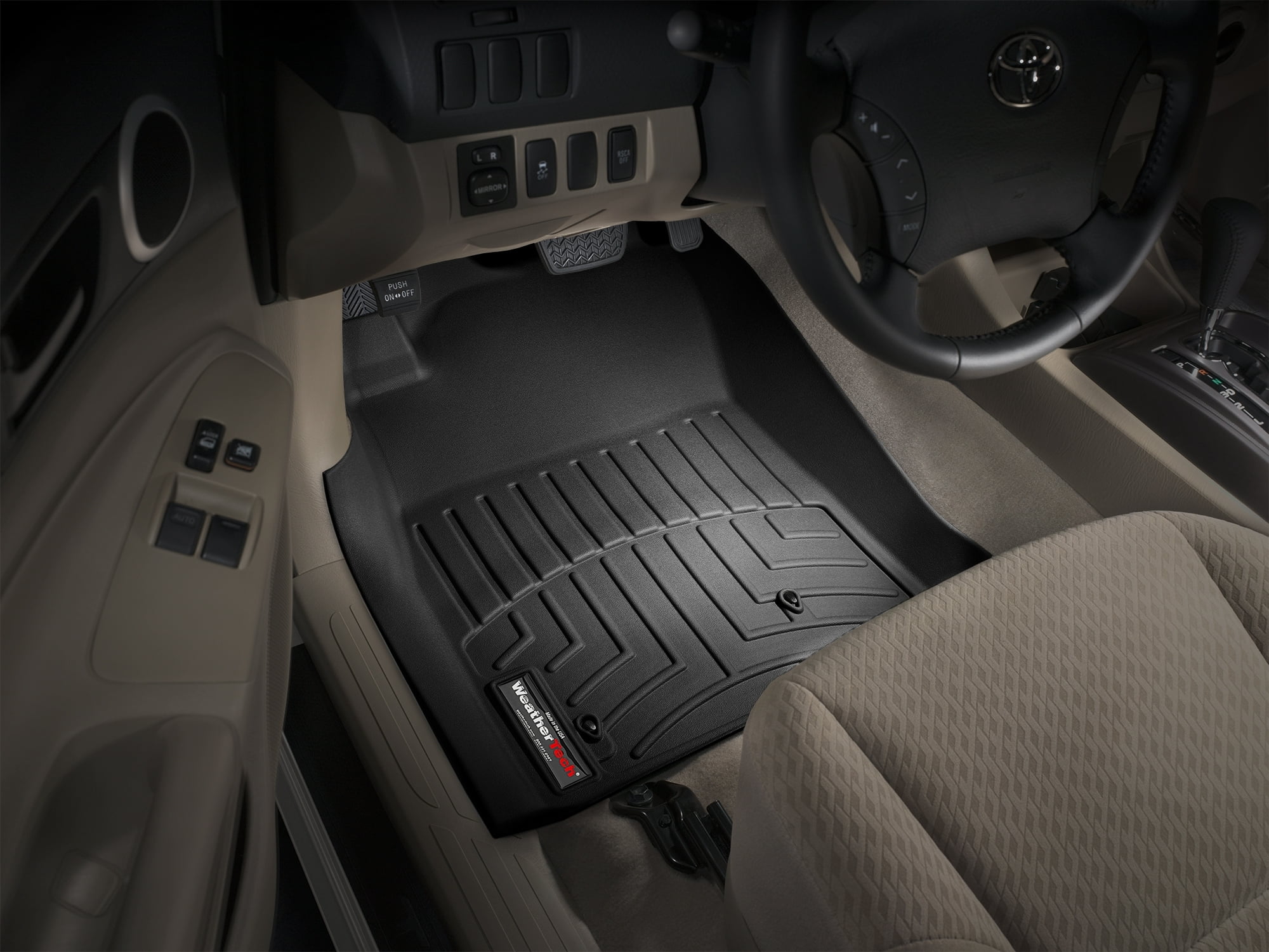 WeatherTech Custom Fit FloorLiners compatible with 2005-2007 Toyota Tacoma - 1st Row (Driver & Passenger), Black