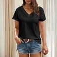 thumbnail image 4 of Women's Tops Under $10 Free Shipping V-Neck Short Sleeve Solid Color Casual Shirt Fashion Summer Shirt, 4 of 8