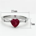 thumbnail image 2 of Heart Cut Red Garnet Engagement Ring, Three Stone Diamond Wedding Anniversary Ring, January Birthstone Ring, 14K White Gold Plated, 2.1 Ct Simulated Diamond and Garnet, Gift Ring, 2 of 4