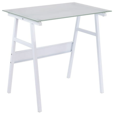 Costway White Computer Desk Writing Table Glass Top Metal Leg Study Costway White Computer Desk Writing Table Glass Top Metal Leg Study Decor Home Office