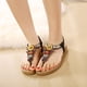 thumbnail image 4 of Sandalias de verano para mujer, estilo bohemio, con diamantes de imitación, planas, con separadores de dedos, 4 of 5