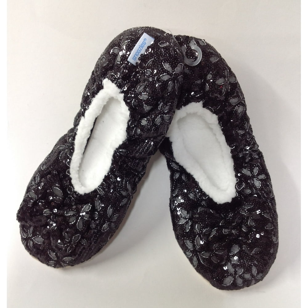 Snoozies Snoozies Couture Sequin Glam Ballerina Slipper Black