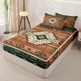 thumbnail image 2 of jejeloiu Rustic Tribal Zipper Full Size Comforter Sets with Fitted Sheet and 2 Pillowcases,Western Print Zipper Bedding Set For Boys,Brown Green,Black Reversible,4 Pieces, 2 of 7
