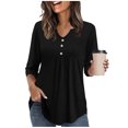 thumbnail image 2 of 3/4 Sleeve Tops for Women V Neck Peplum Shirts Ladies Tunics and Blouses Dressy Casual Spring Fashion Clothing Black XXL, 2 of 4