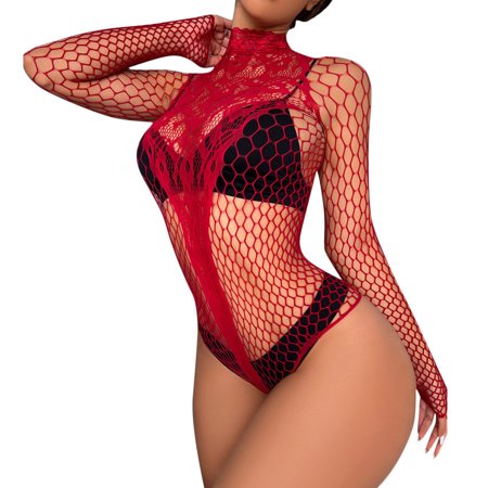 

Sehao Plus Size Underwear Sexy Lingerie for Women Hollow Out Floral Lace Bodysuit Underwear Nylon Lace Thong Plus Size Panties