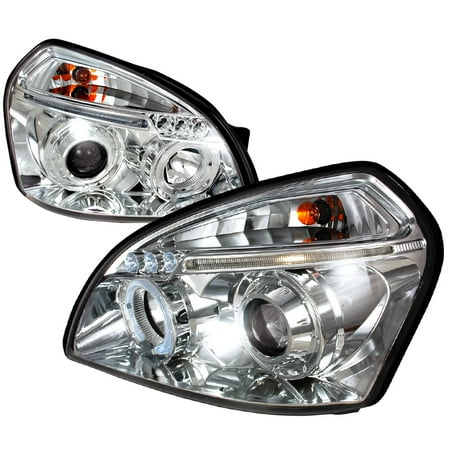 2008 Hyundai Accent Headlight - Spec-D Tuning 2005-2009 Hyundai Tucson Led Halo Chrome Projector Headlights 2005 2006 2007 2008 2009 (Left + Right)