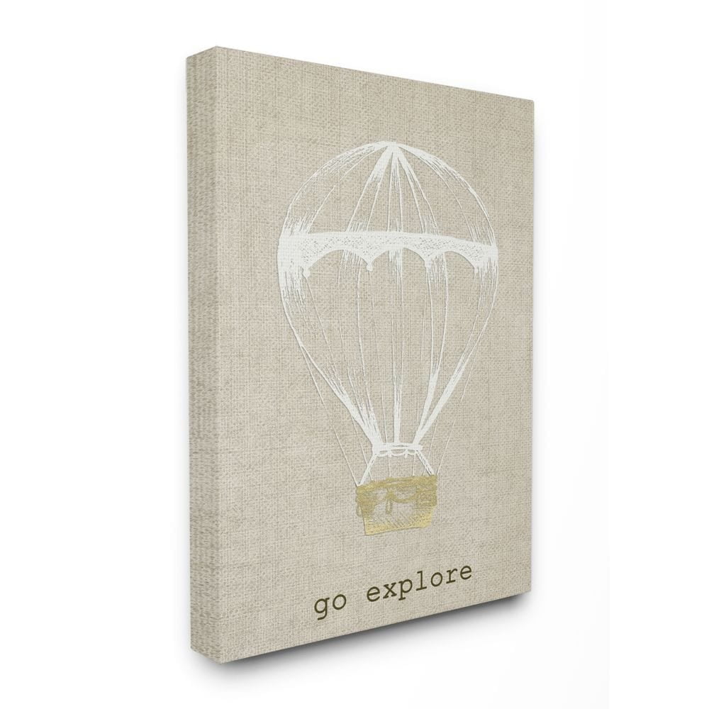 The Kids Room by Stupell Go Explore Hot Air Balloon Canvas Wall Art by Daphne Poselli