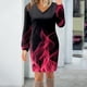 thumbnail image 2 of Vestido de verano para mujer, playa, mujer, manga larga, cuello en V, cintura informal, vestido de camiseta. Fridja NMB3744, 2 of 5