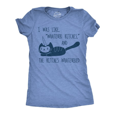 Womens I Was Like Whatever Bitches Tshirt Funny Cat (Best Bitches Crop Top)