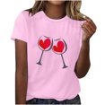 thumbnail image 1 of Diufon Hauts de la Saint-Valentin pour Femmes Décontracté Manches Courtes Col Rond Pull Chemise Imprimé Graphique Mignon Tendance, 1 of 5
