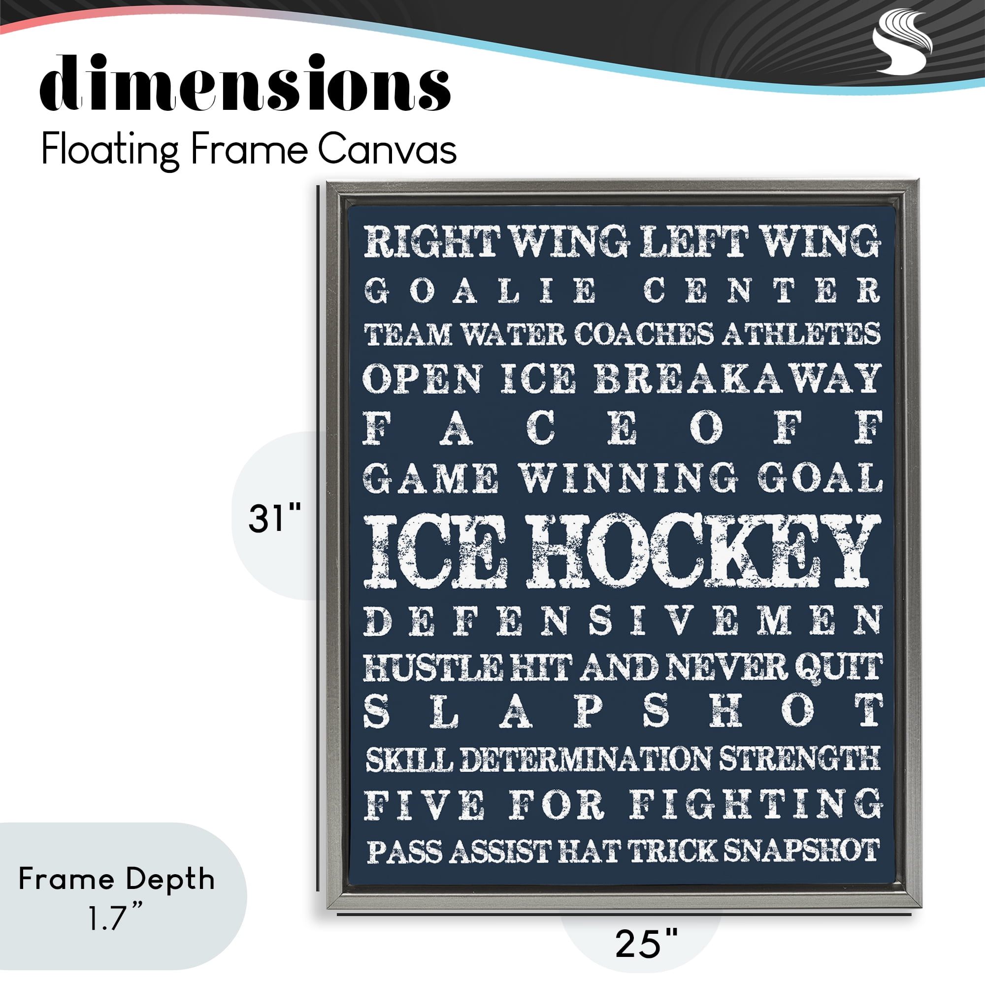 Stupell Industries Ice Hockey Expressions Gray Framed Floater Canvas Wall Art, design by Melody Hogan