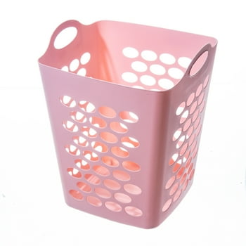 Your Zone Flexible Plastic Square Laundry Hamper, Polar Pink