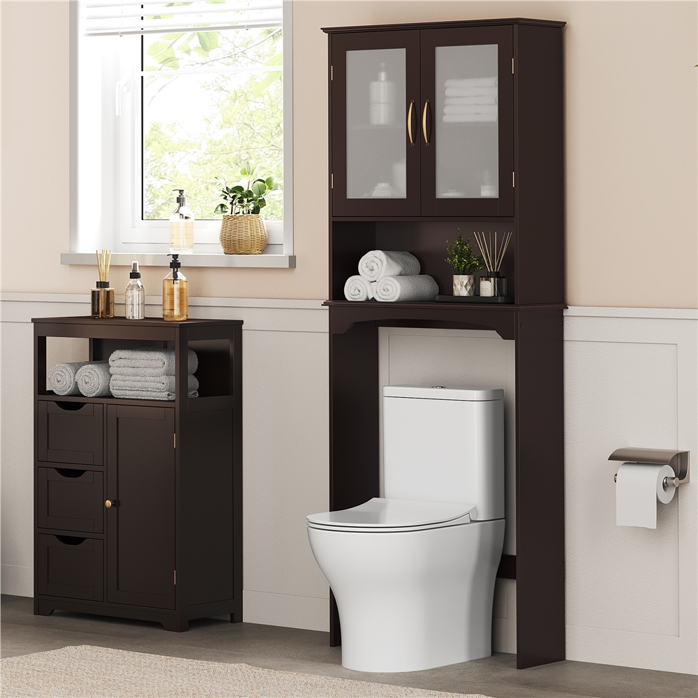 Yaheetech Free-Standing over-the-Toilet Storage Cabinet Shelf for Bathroom, Espresso