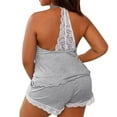 thumbnail image 2 of DuoJiaJ Women's Plus Size Lace Trim Pajama Set Short Sleeveless Top & Shorts 2 Piece Sleepwear Set Women's Short Sleeve Pajama Set Cotton Summer Grey, 2 of 5