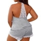 thumbnail image 2 of Conjunto de pijama con ribetes de encaje para mujer talla grande: camiseta sin mangas y pantalones cortos, ajuste regulable para una comodidad relajada, 2 of 7