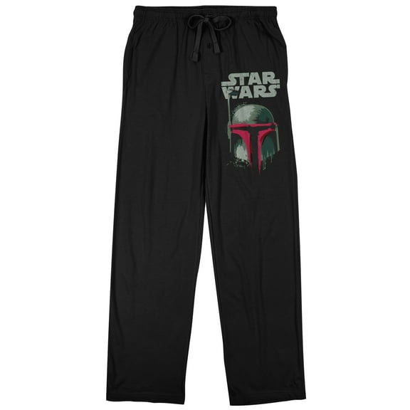 Star Wars Empire Strikes Back Boba Fett Helmet Men's Black Drawstring Sleep Pajama Pants-M