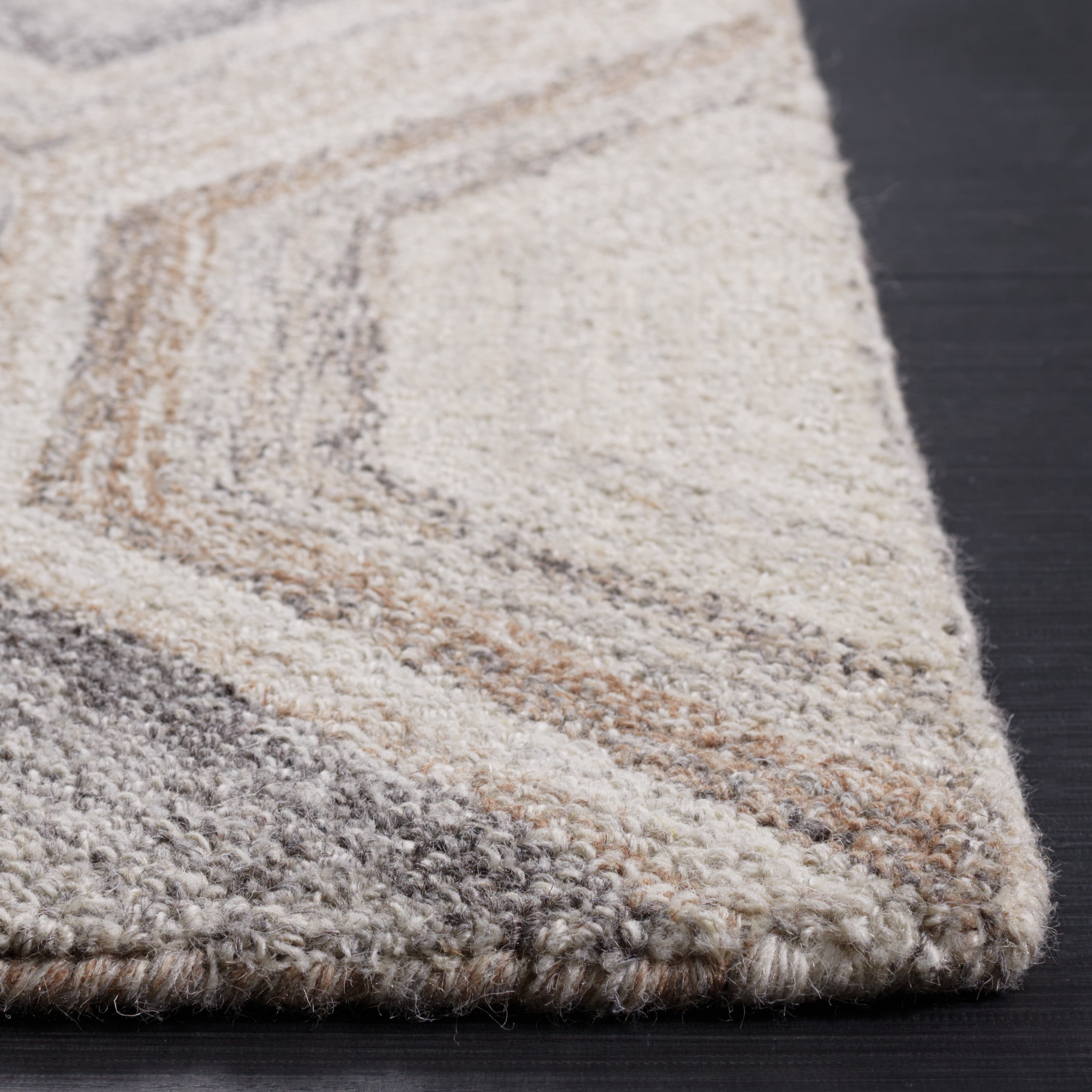 SAFAVIEH Abstract Benton Geometric Wool Area Rug, Natural/Gray, 8' x 10'