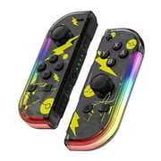 Switch Wireless Controllers with LED Light Replacement Wireless Gamepad Joy-con Dual Vibration (Pikachu)