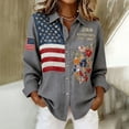 thumbnail image 2 of MEICHEN Women's American 250 Printed Casual Sweatshirt Top Retro Long Sleeve 250th Anniversary Button Up Shirt, 2 of 4