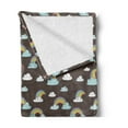 thumbnail image 2 of Rainbow Soft Flannel Fleece Throw Blanket, Rainbow Clouds Rainy Dream Fantasy Childish Birthday Playroom Bedtime Cartoon, Cozy Plush for Indoor and Outdoor Use, 70" x 90", Multicolor, by Ambesonne, 2 of 5