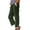2# Army Green, variant on 2026 Casual Summer Linen Pants Womens Capris Lace Elastic High Waist Pant Straight Cropped Trouser Khaki L