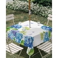 thumbnail image 3 of Square Outdoor Tablecloth with Umbrella Hole Blue Hydrangea Outside Table Cloth Waterproof Patio Table Cover Farmhouse Butterfly Spring Floral Zipper Tablecloths for Picnic Party Camping 60x60 Inch, 3 of 8