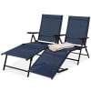 Best Choice Products Set of 2 Outdoor Patio Chaise Lounge Chair Adjustable Folding Pool Lounger w/ Steel Frame - Navy
