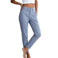 thumbnail image 6 of Lenpel Womens Casual Cropped Pants Fall Tapered High Waisted Comfy Ankle Trousers Plain Straight Leg Work Pants with Pockets(Blue,3X-Large), 6 of 6