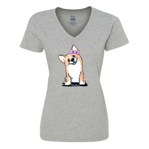 Inktastic Corgi Puppy Girl Women's V-Neck T-Shirt