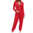 thumbnail image 1 of HBFAGFB Combinaison à Manches Longues pour Femmes Fermeture Éclair Décontractée Simple Confortable Rouge Taille g, 1 of 5